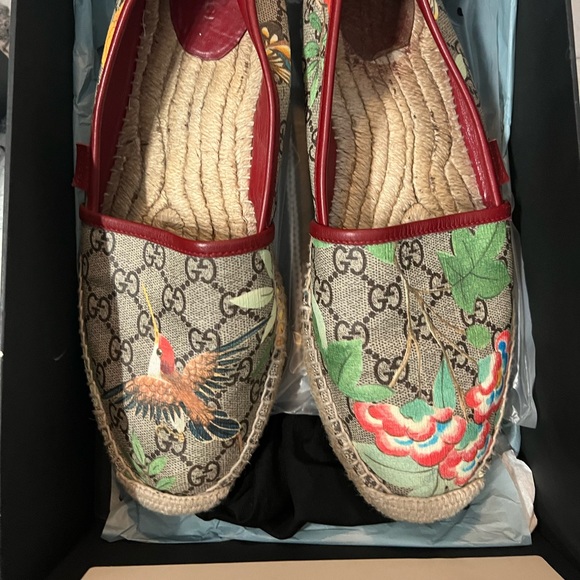 COPY - GG Supreme Monogram Tian Womens Espadrilles 42 Beige Multicolor Red - Picture 5 of 5